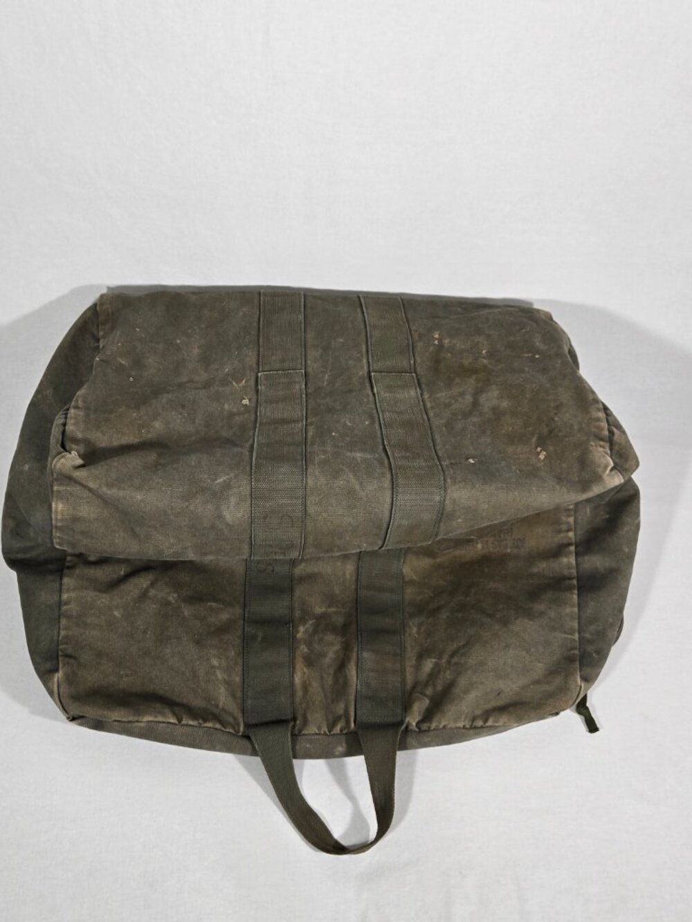 U.S.A. ORIGINAL Vintage 30s 40s Army Military SAGE CANVAS Duffel BAG Sz.33x18x15 - Picture 5 of 17